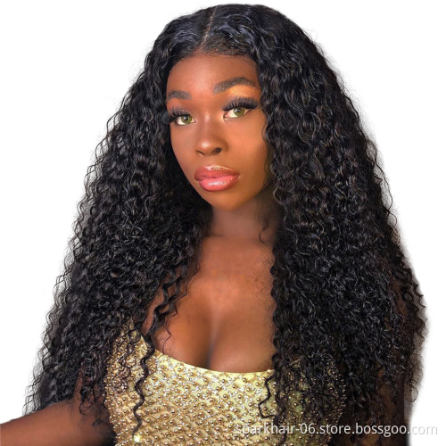 Brazilian Virgin Raw Hair Curly Water Wave 150% 180% 200% Pre-Plucked Bleached Knots Hair Wigs Human Hair HD Lace Front Wig